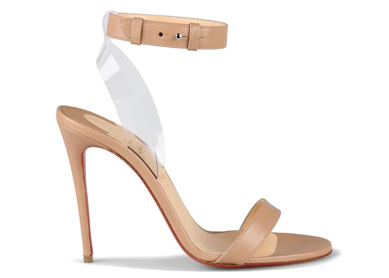 Christian Louboutin Jonatina 100 Nappa/PVC Sandals Nude (Women's)