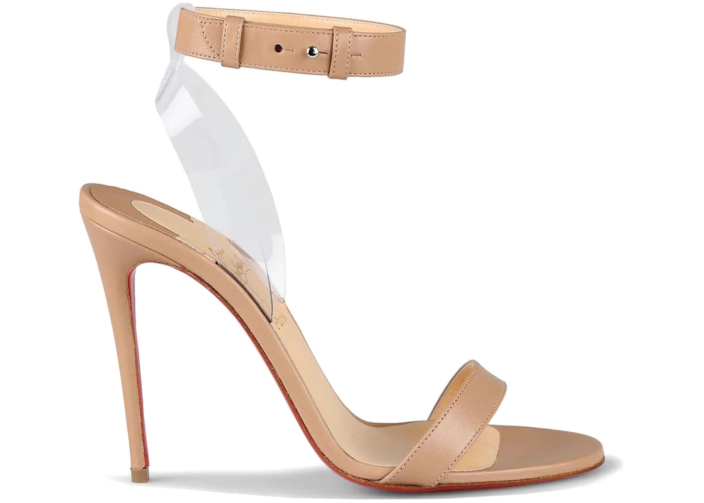 Christian Louboutin Jonatina 100 Nappa/PVC Sandals Nude (Women's)