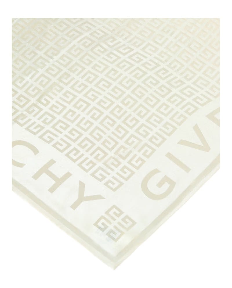 Givenchy Logo Printed Silk Scarf Ivory