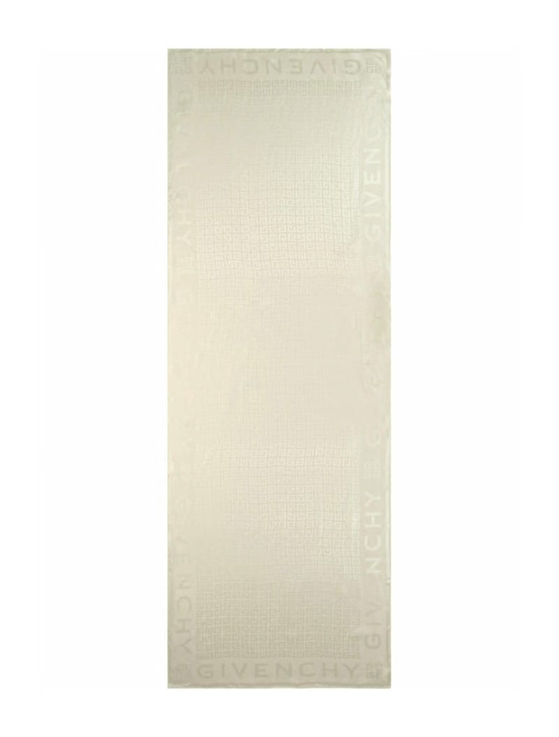 Givenchy Logo Printed Silk Scarf Ivory