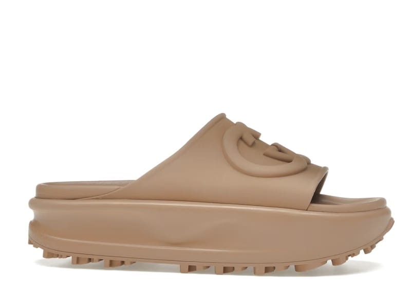 Gucci GG Oversize Slide Sandal Interlocking G Light Brown (Women's)