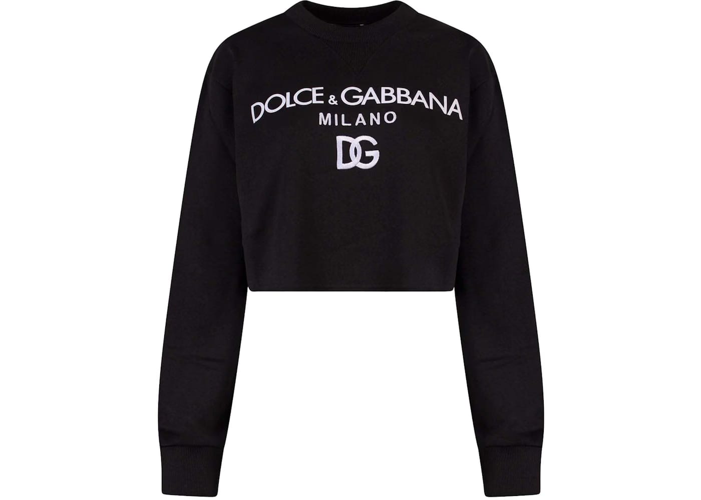 Dolce & Gabbana Woman Cotton Frontal Logo Sweatshirt Black