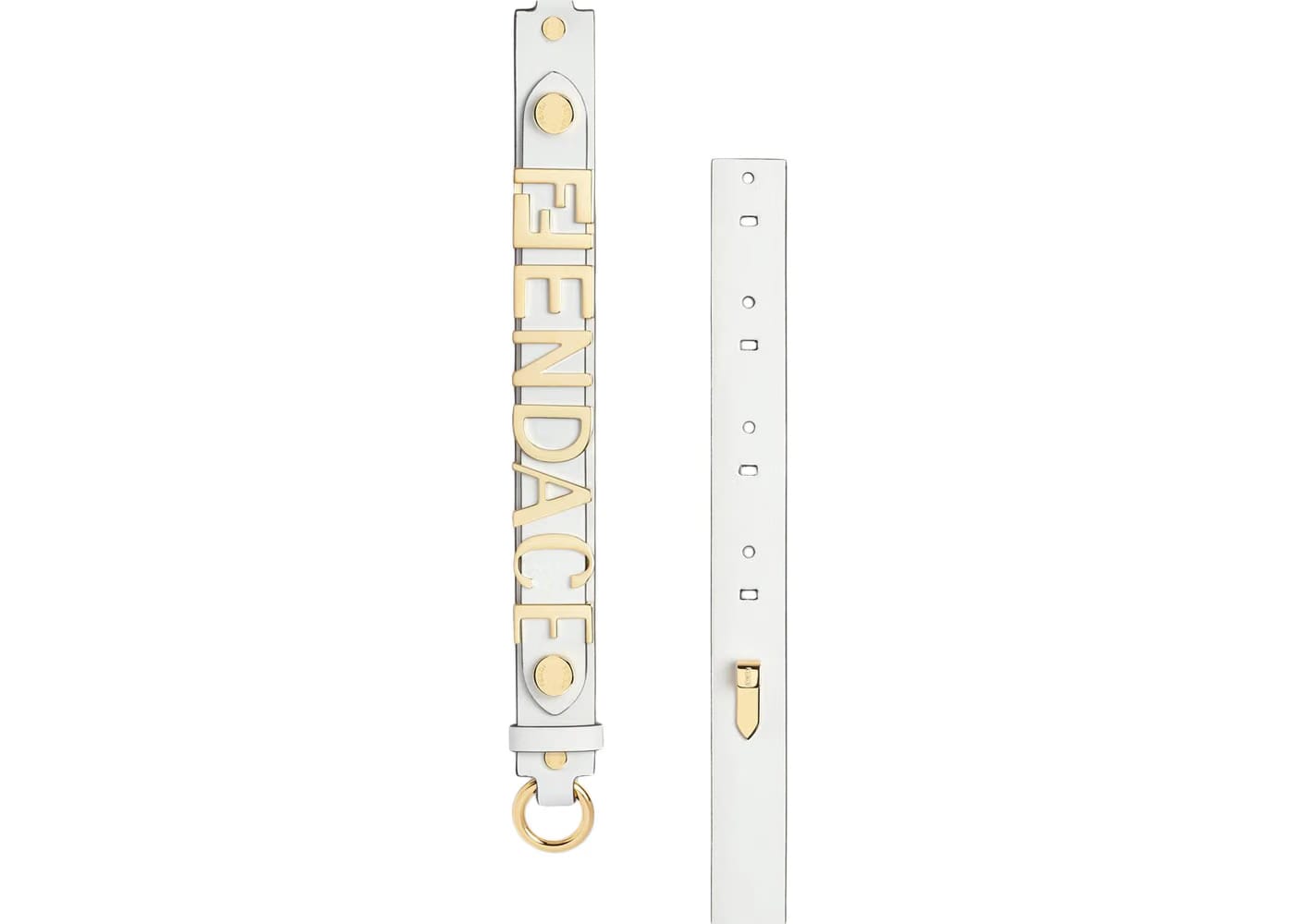 Fendi Fendace Leather Logo Belt White
