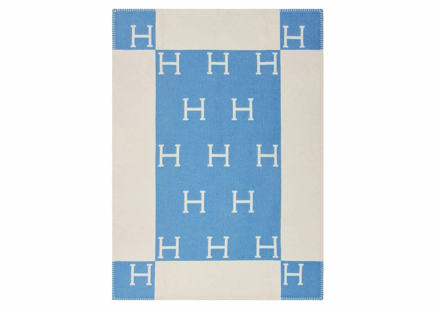 Hermes Avalon Baby Blanket Bleu Genievre/Blanc
