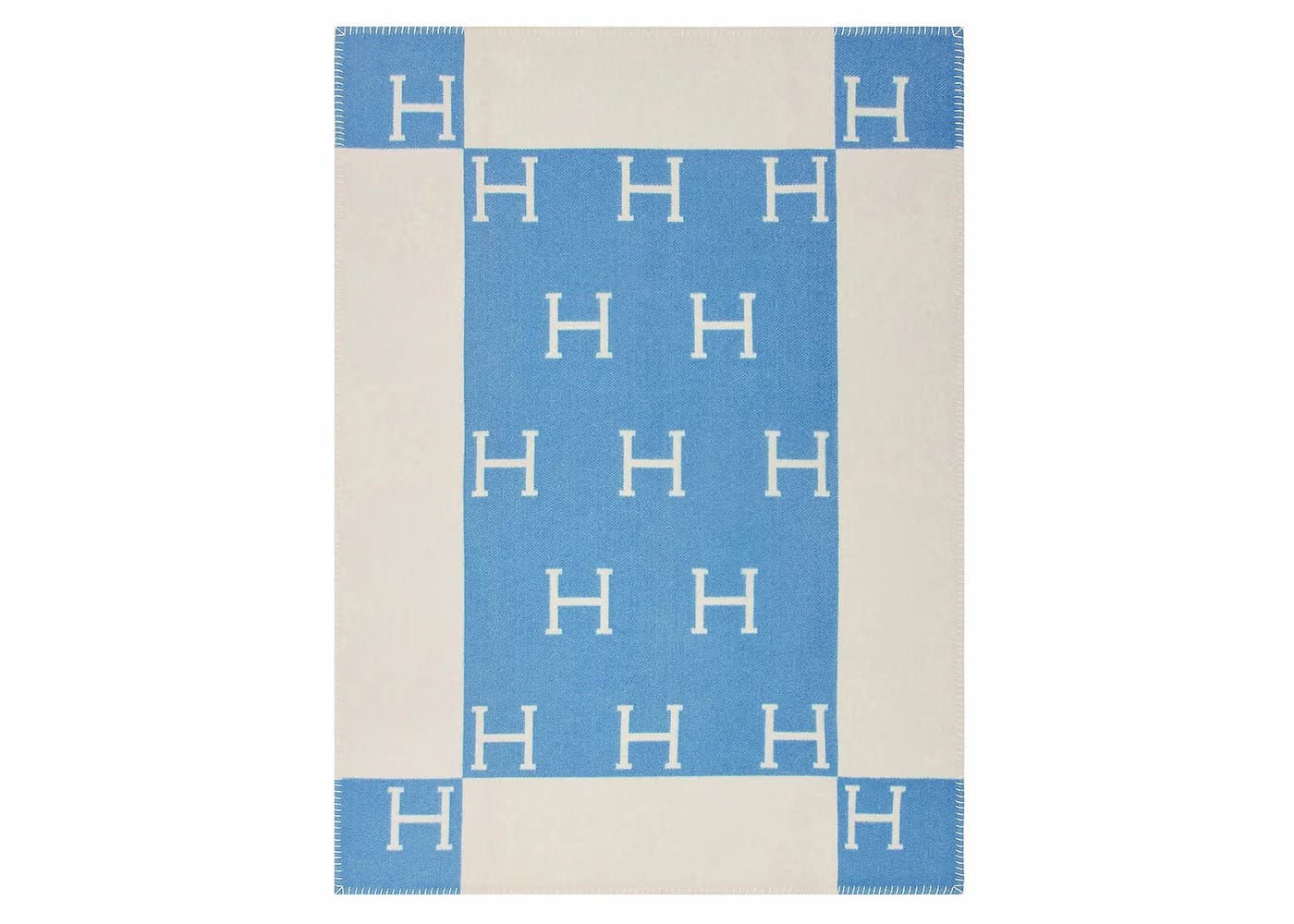 Hermes Avalon Baby Blanket Bleu Genievre/Blanc