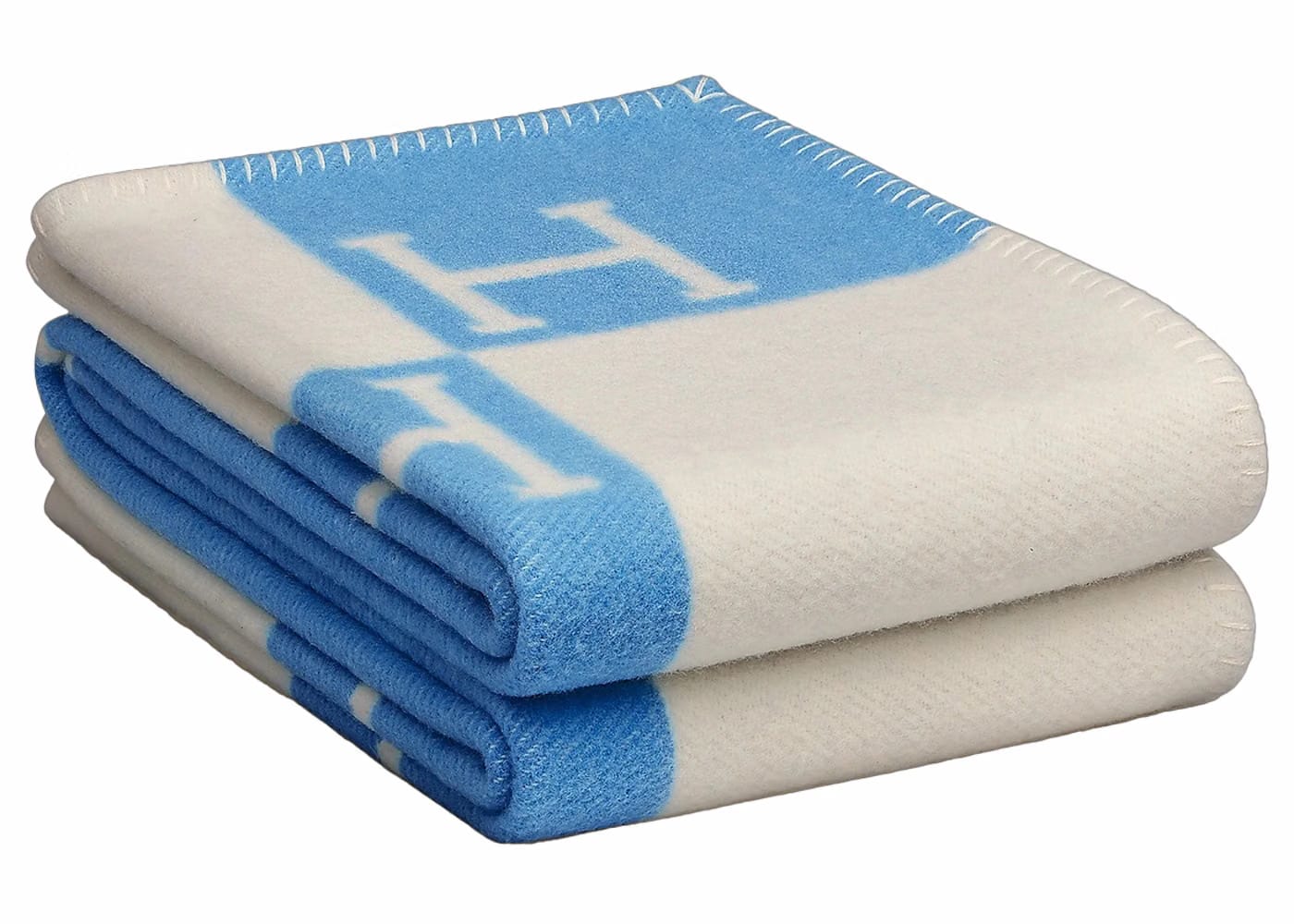 Hermes Avalon Baby Blanket Bleu Genievre/Blanc