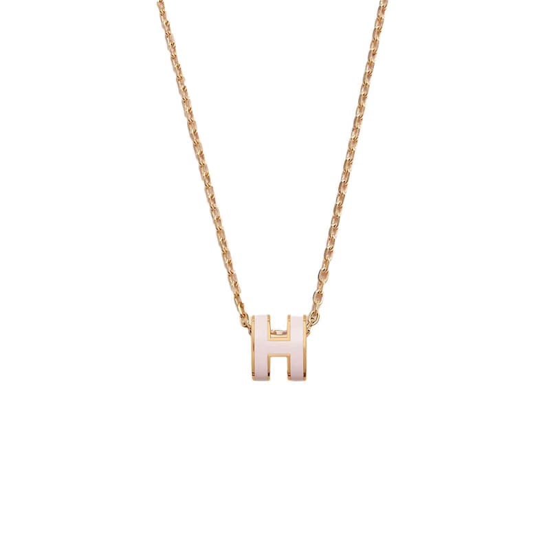 Hermes Mini Pop H Pendant Gold-tone Rose Dragee
