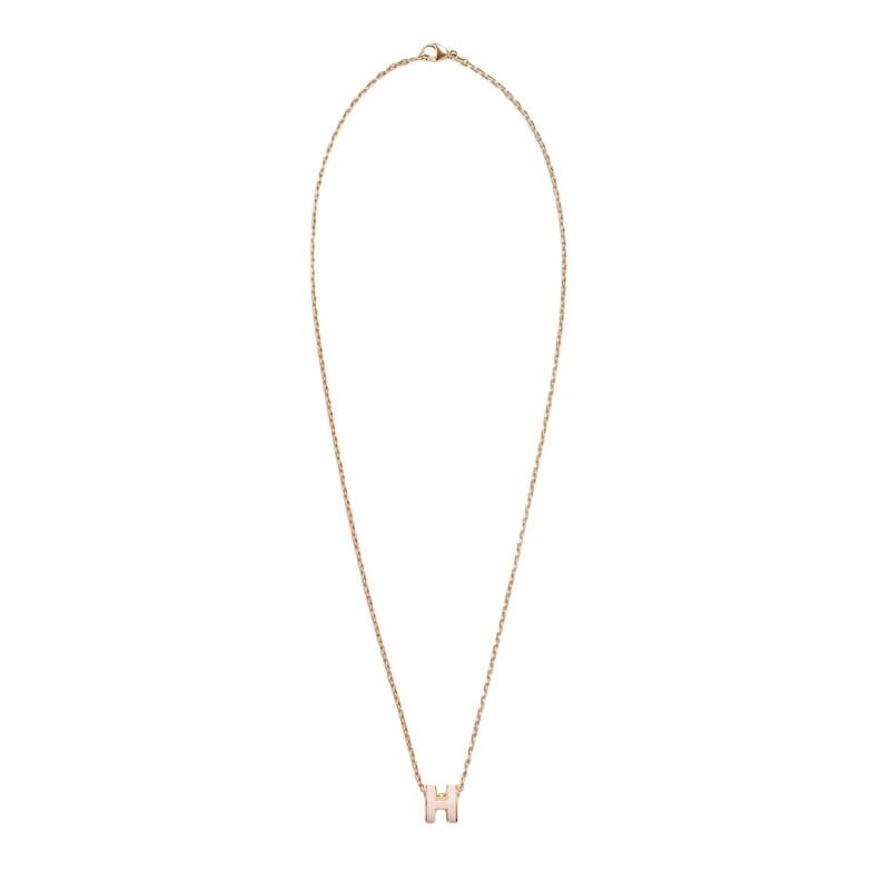 Hermes Mini Pop H Pendant Gold-tone Rose Dragee