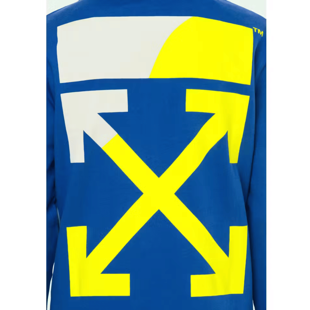 OFF WHITE DIAGONAL SPLIT LOGO HOODIE BLUE