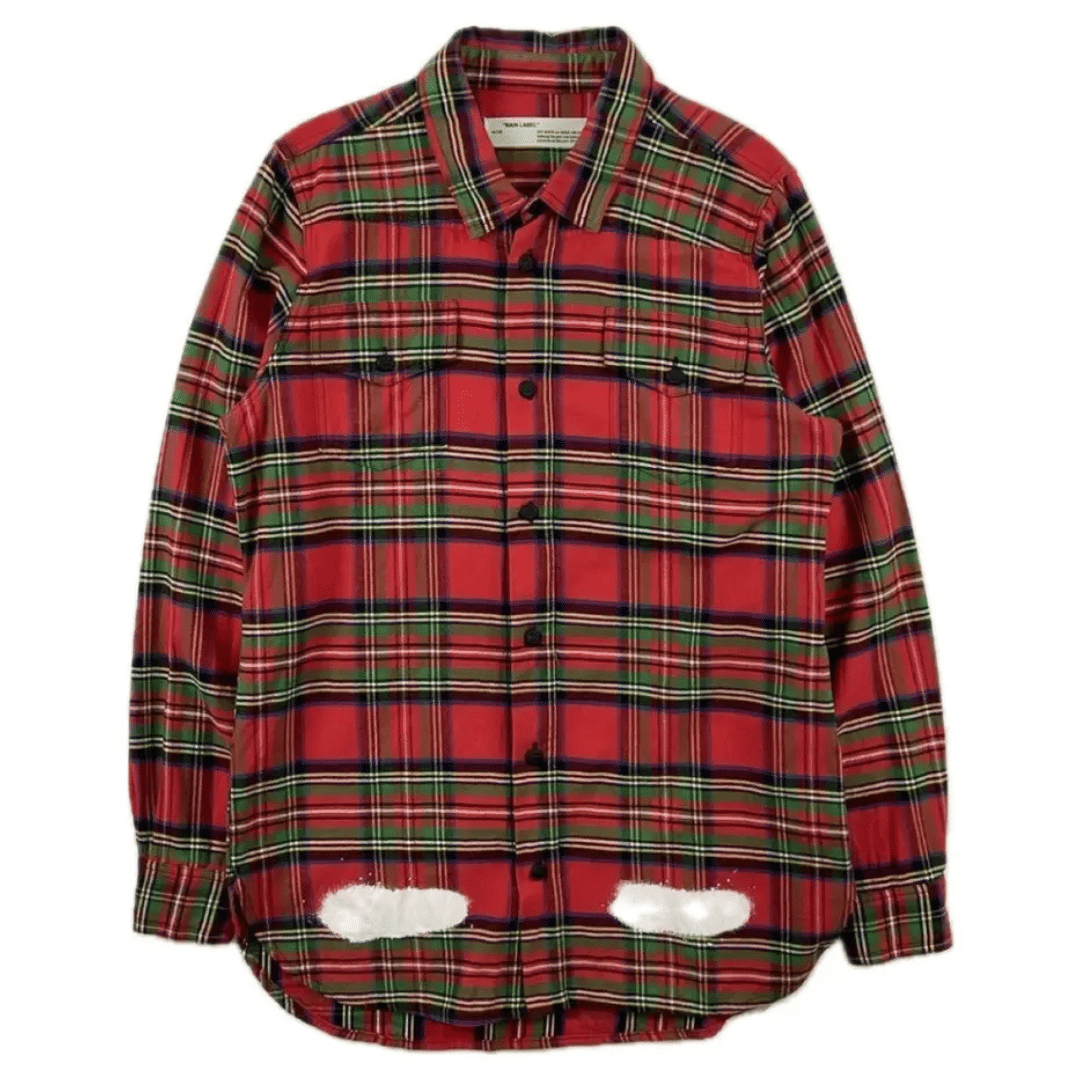 OFF WHITE SPRAY PAINT FLANNEL SHIRT RED