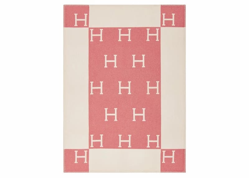 Hermes Avalon Baby Blanket Rose Airelle/Blanc