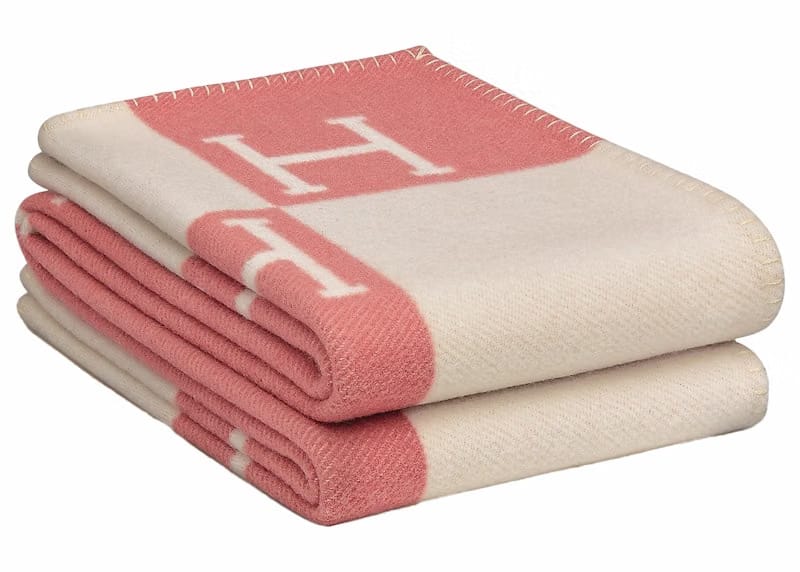 Hermes Avalon Baby Blanket Rose Airelle/Blanc