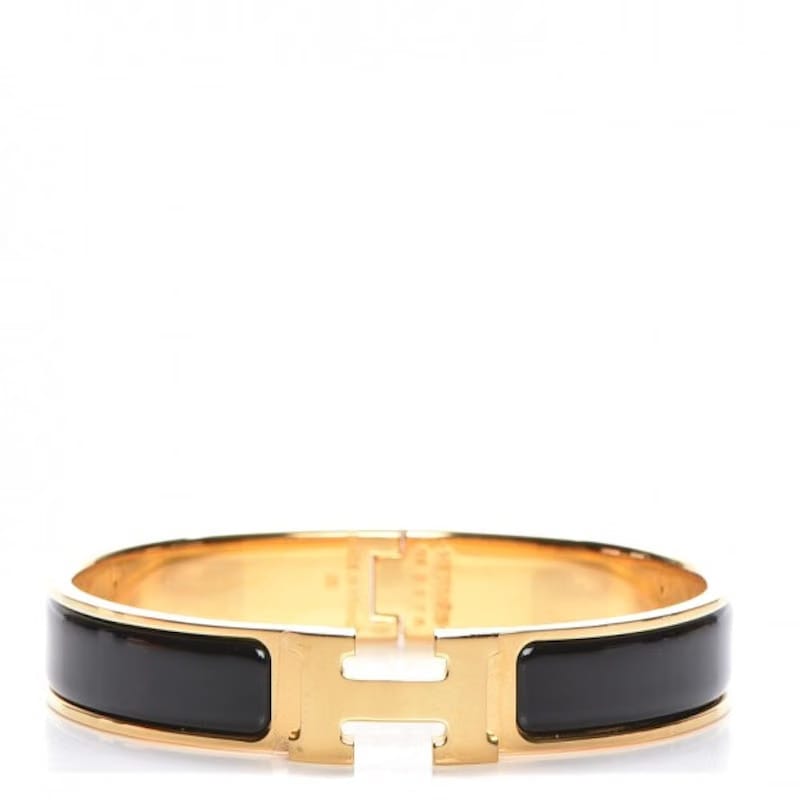 Hermes Clic Clac H Bracelet Gold-tone PM Black