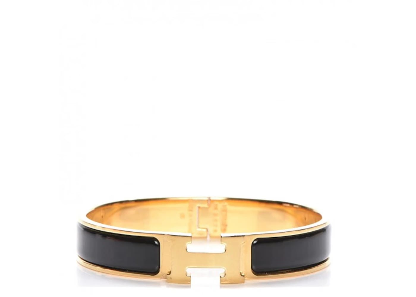 Hermes Clic Clac H Bracelet Gold-tone PM Black