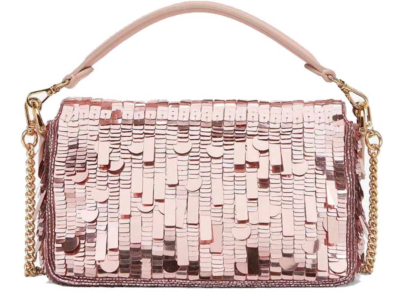 Fendi Sequin and Leather Baguette Mini Pink