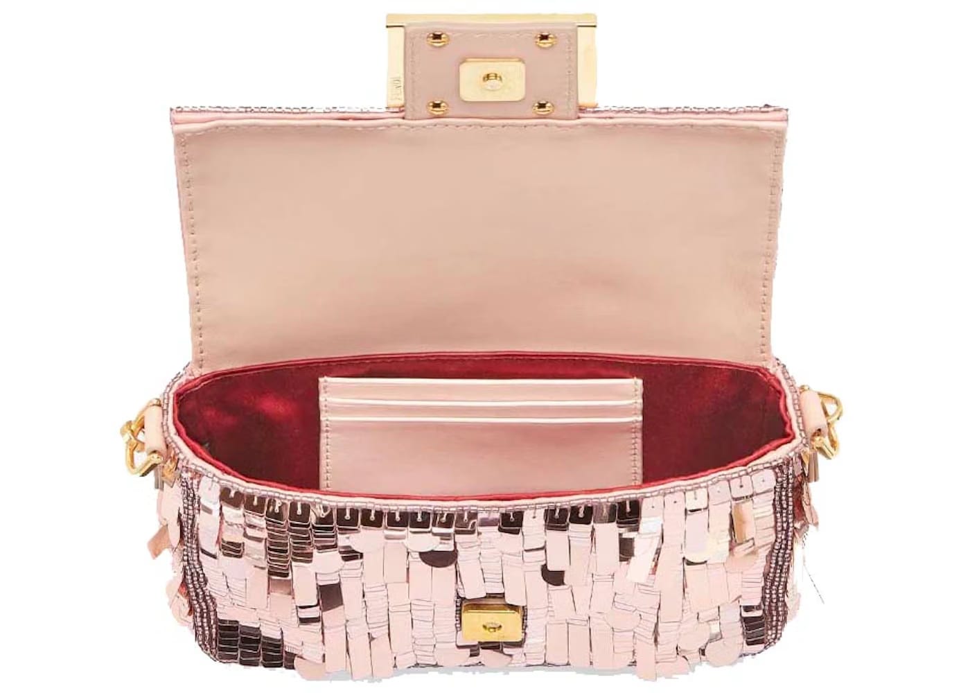 Fendi Sequin and Leather Baguette Mini Pink