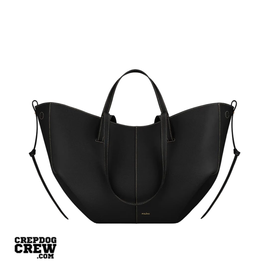 polene Cyme Edition Textured Black with Ecru Stitching