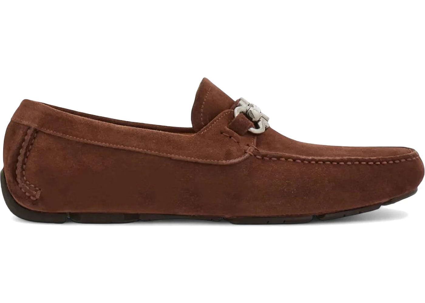 Ferragamo Gancini Suede Loafers Brown