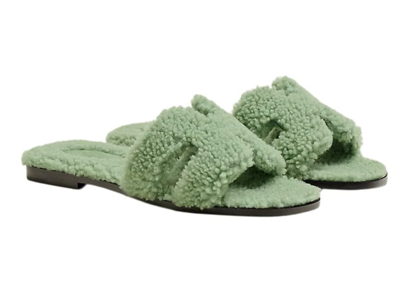 Hermes Oran Sandal Vert D'eau Woolskin