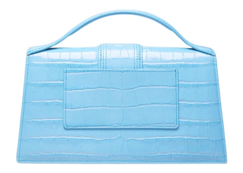 Jacquemus Le Grand Bambino Crossbody Flap Bag Croco Embossed Gradient Blue