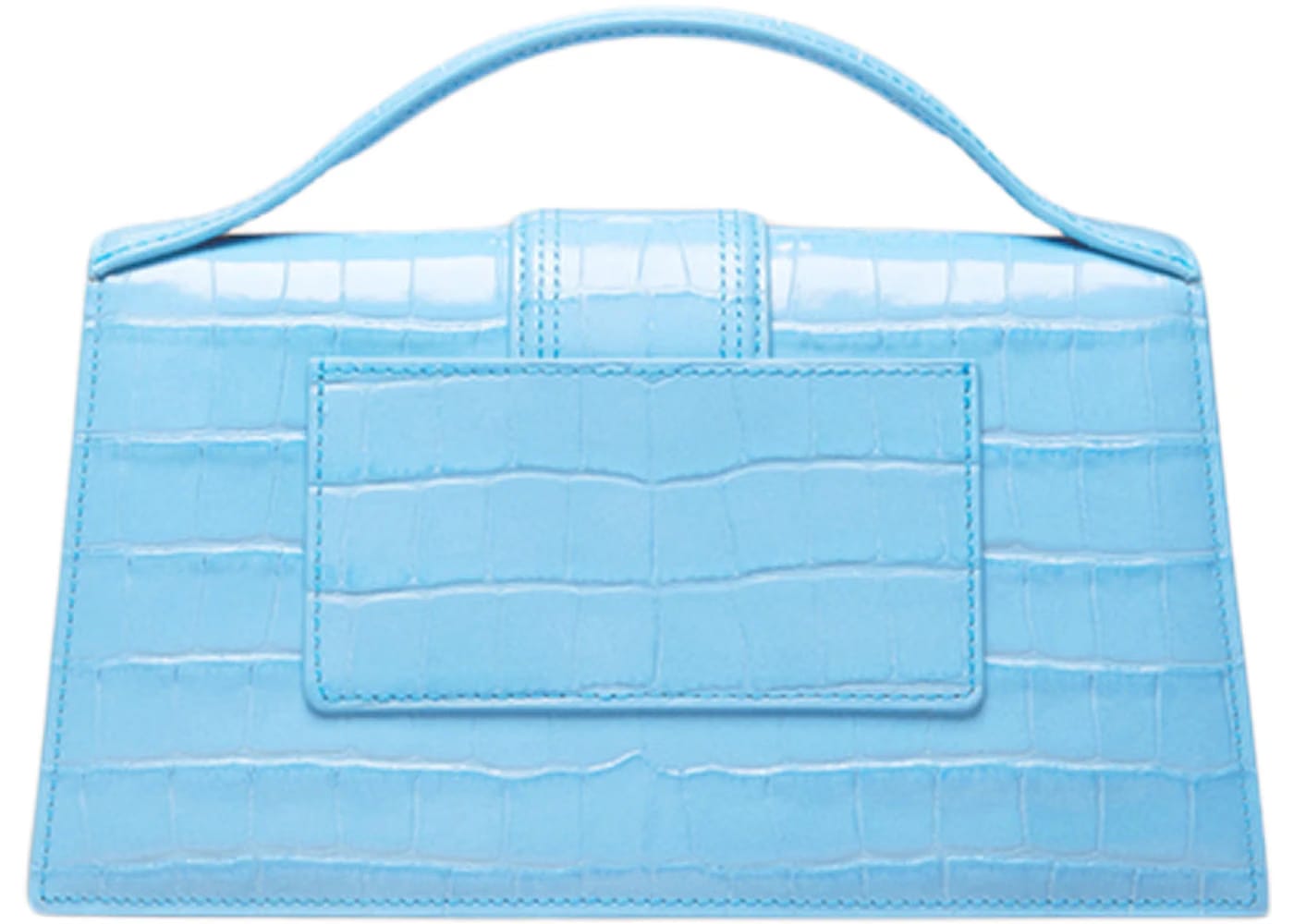 Jacquemus Le Grand Bambino Crossbody Flap Bag Croco Embossed Gradient Blue