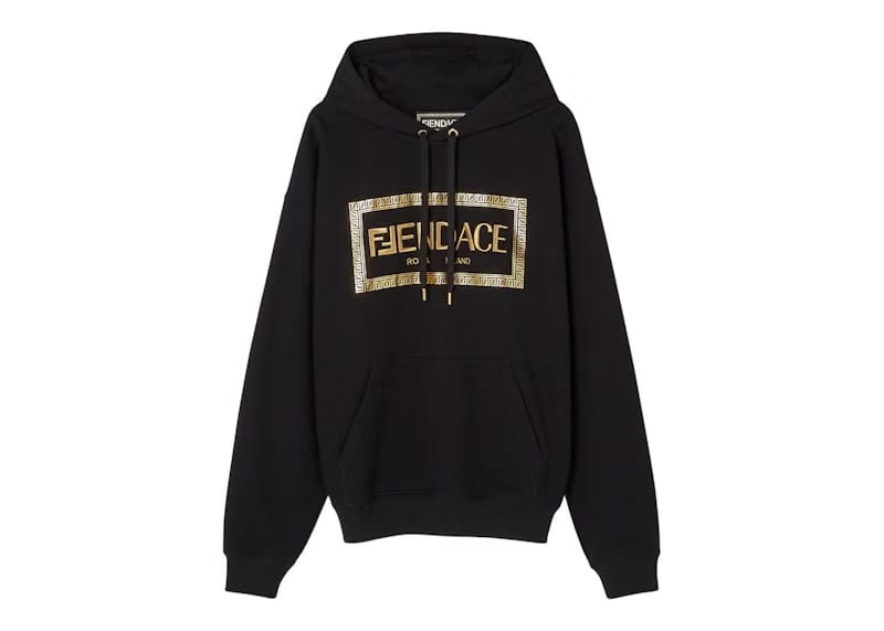 Fendi Fendace Logo Mens Hoodie Black/Gold