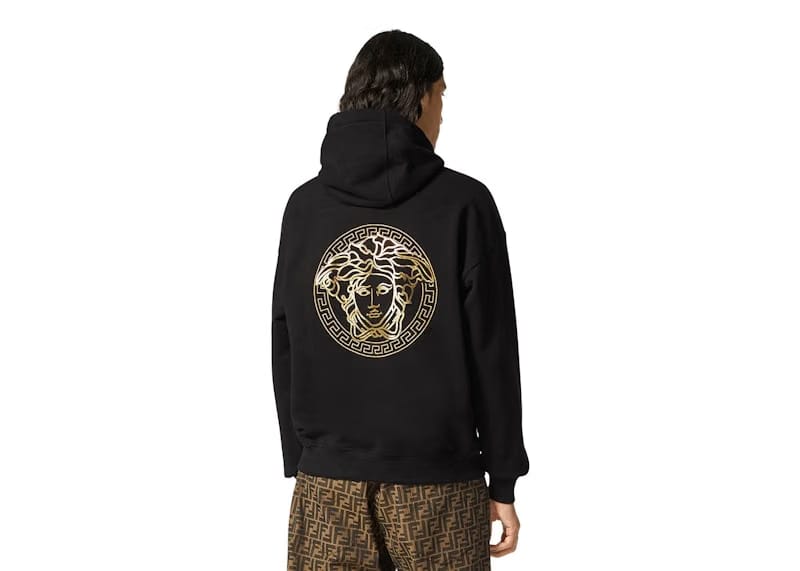 Fendi Fendace Logo Mens Hoodie Black/Gold