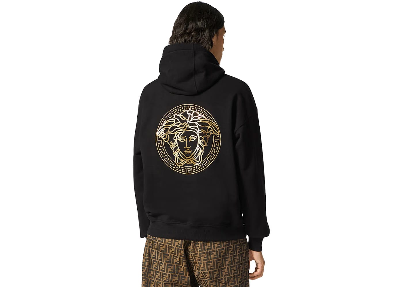 Fendi Fendace Logo Mens Hoodie Black/Gold