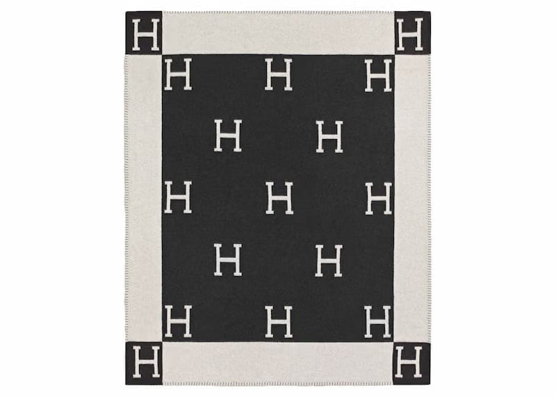 Hermes Avalon Throw Blanket Ecru/Gris Fonce