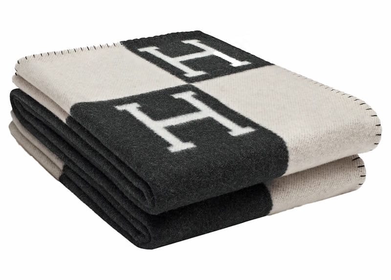 Hermes Avalon Throw Blanket Ecru/Gris Fonce
