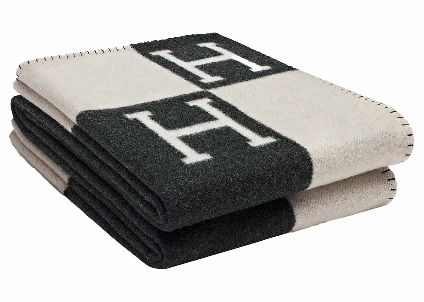 Hermes Avalon Throw Blanket Ecru/Gris Fonce