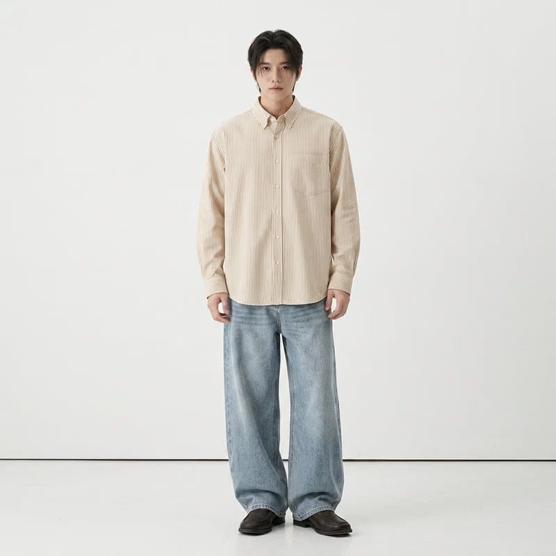 Drug Be Autyst Beige Stripe Shirt