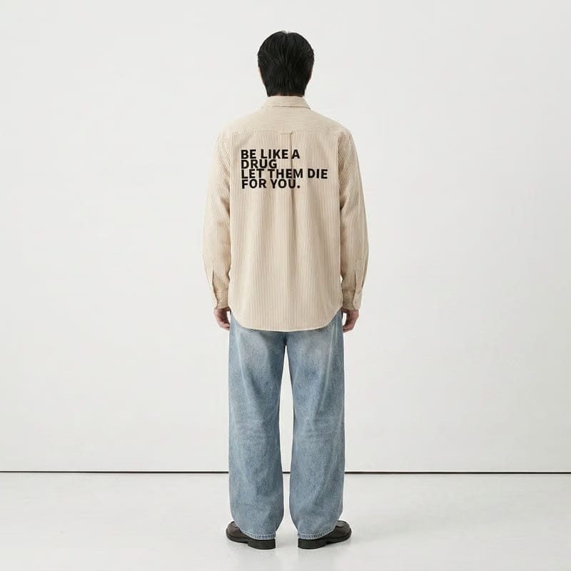 Drug Be Autyst Beige Stripe Shirt
