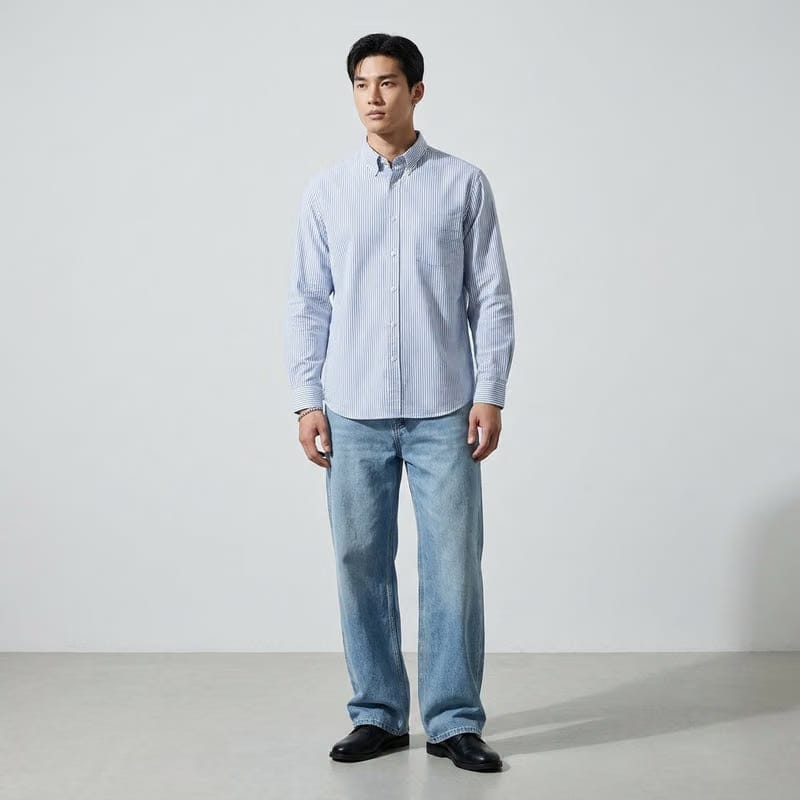 Question Mark Be Autyst Ice Blue Stripe Shirt