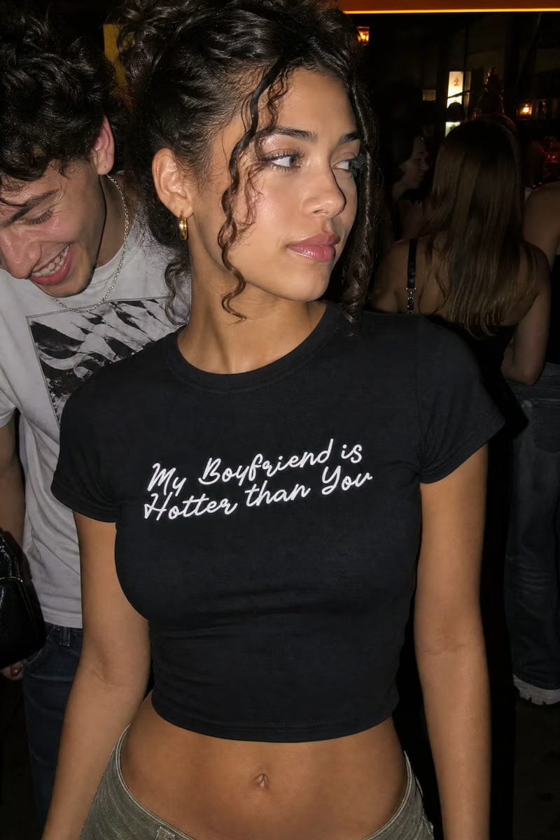 Forfksake Hotter Boyfriend Baby Tee Black