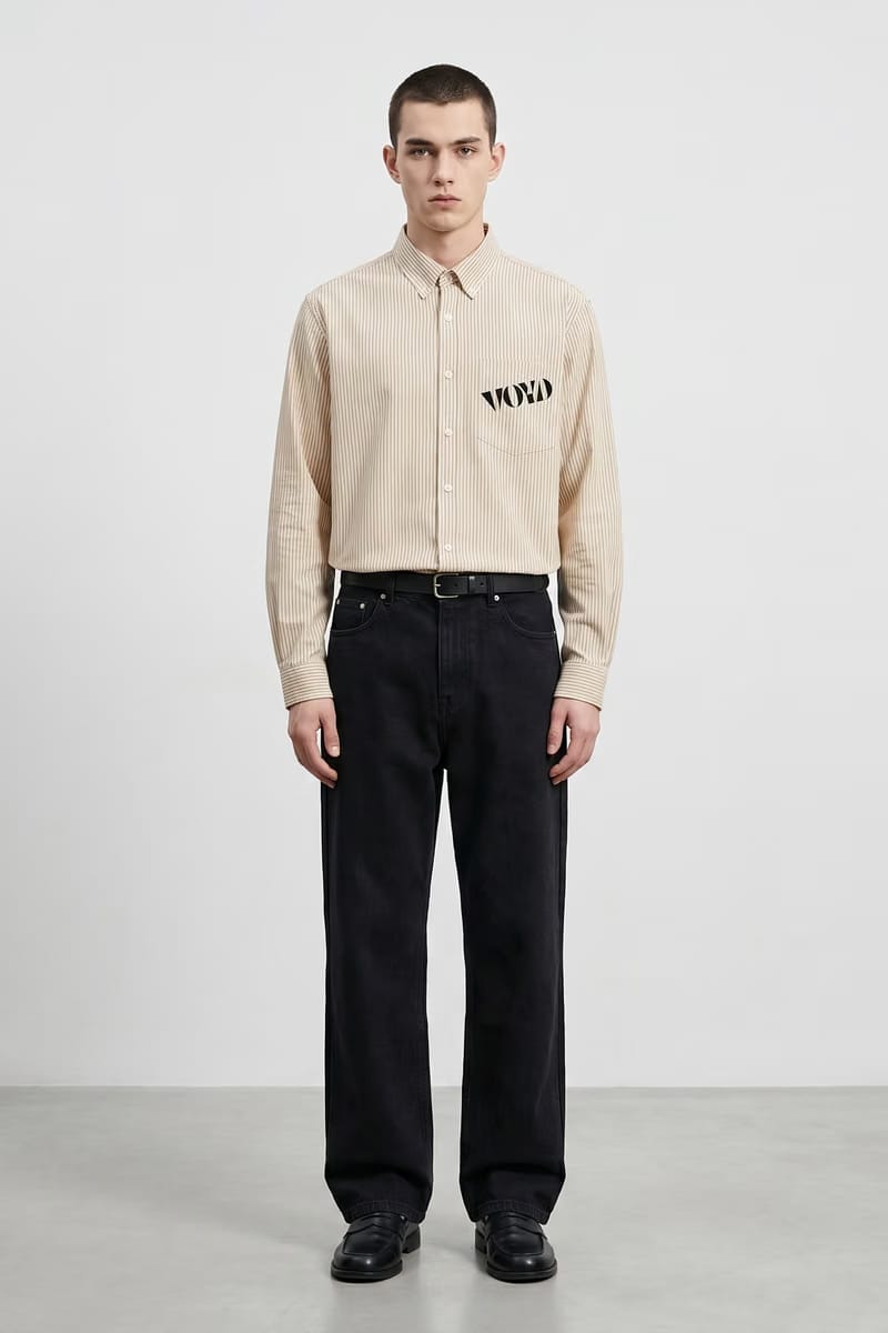 Voyd Be Weird Beige Stripe Shirt