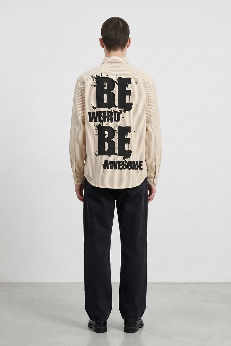 Voyd Be Weird Beige Stripe Shirt