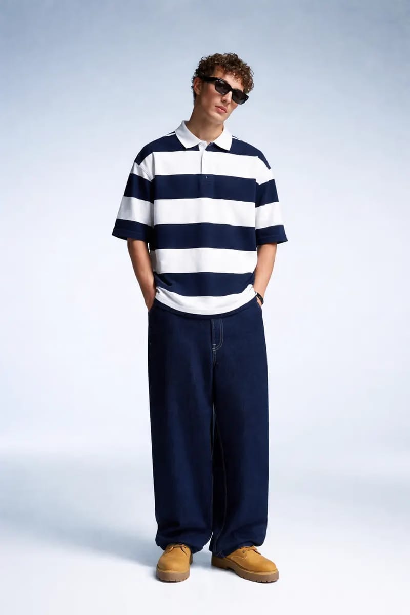 CLASSIC RUGBY POLO TEE - NAVY