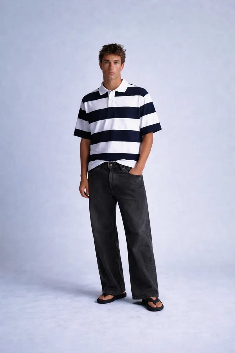 CLASSIC RUGBY POLO TEE - NAVY