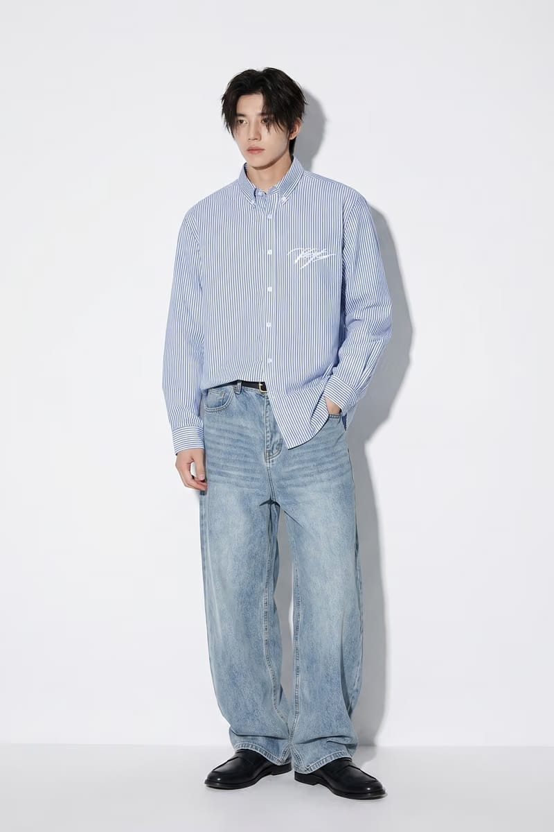 Voyd Go Big Or Go Home Blue Stripe Shirt