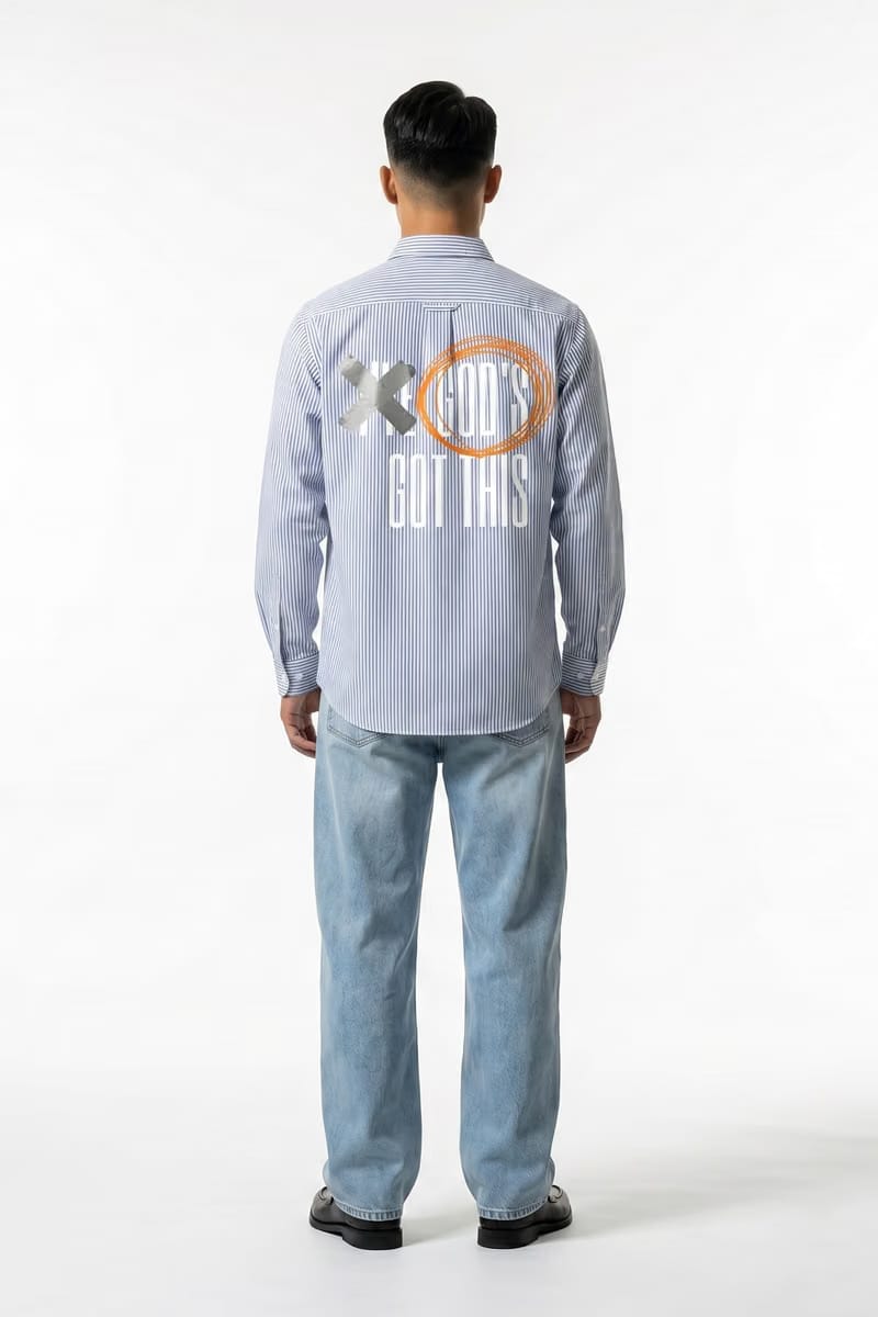 Voyd God's Got This Blue Stripe Shirt