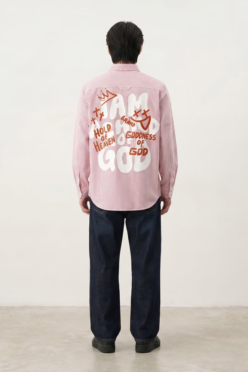 Voyd I am a Child of God Pink Stripe Shirt