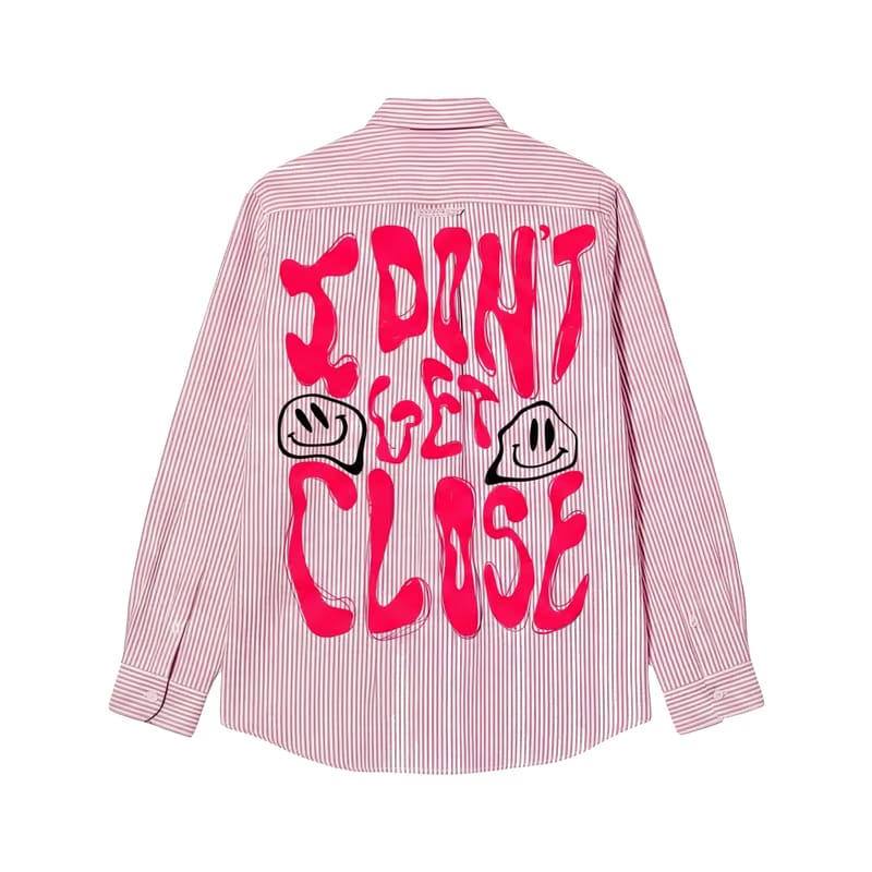 Voyd I don't get close Pink Stripe Shirt