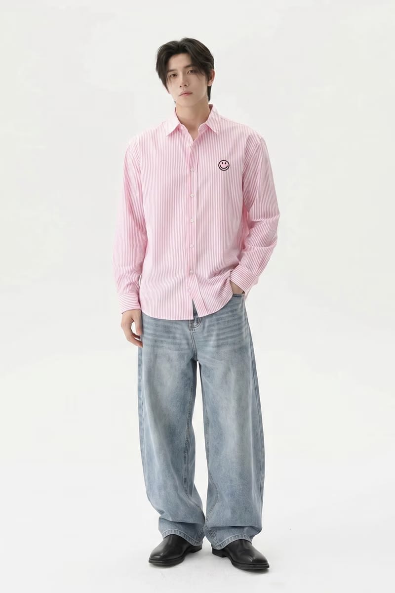Voyd I don't get close Pink Stripe Shirt