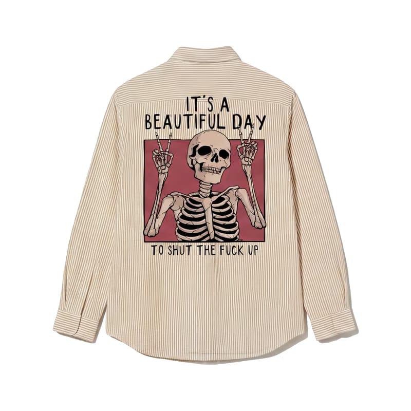 Voyd it's a Beautiful Day Beige Stripe Shirt