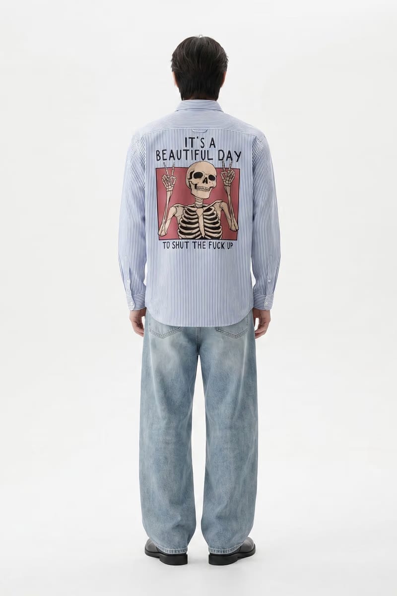 Voyd it's a Beautiful Day Blue Stripe Shirt