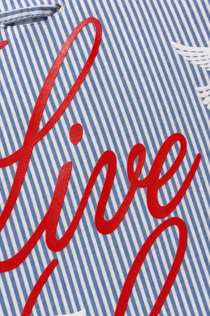 Voyd Love Laugh Blue Stripe Shirt