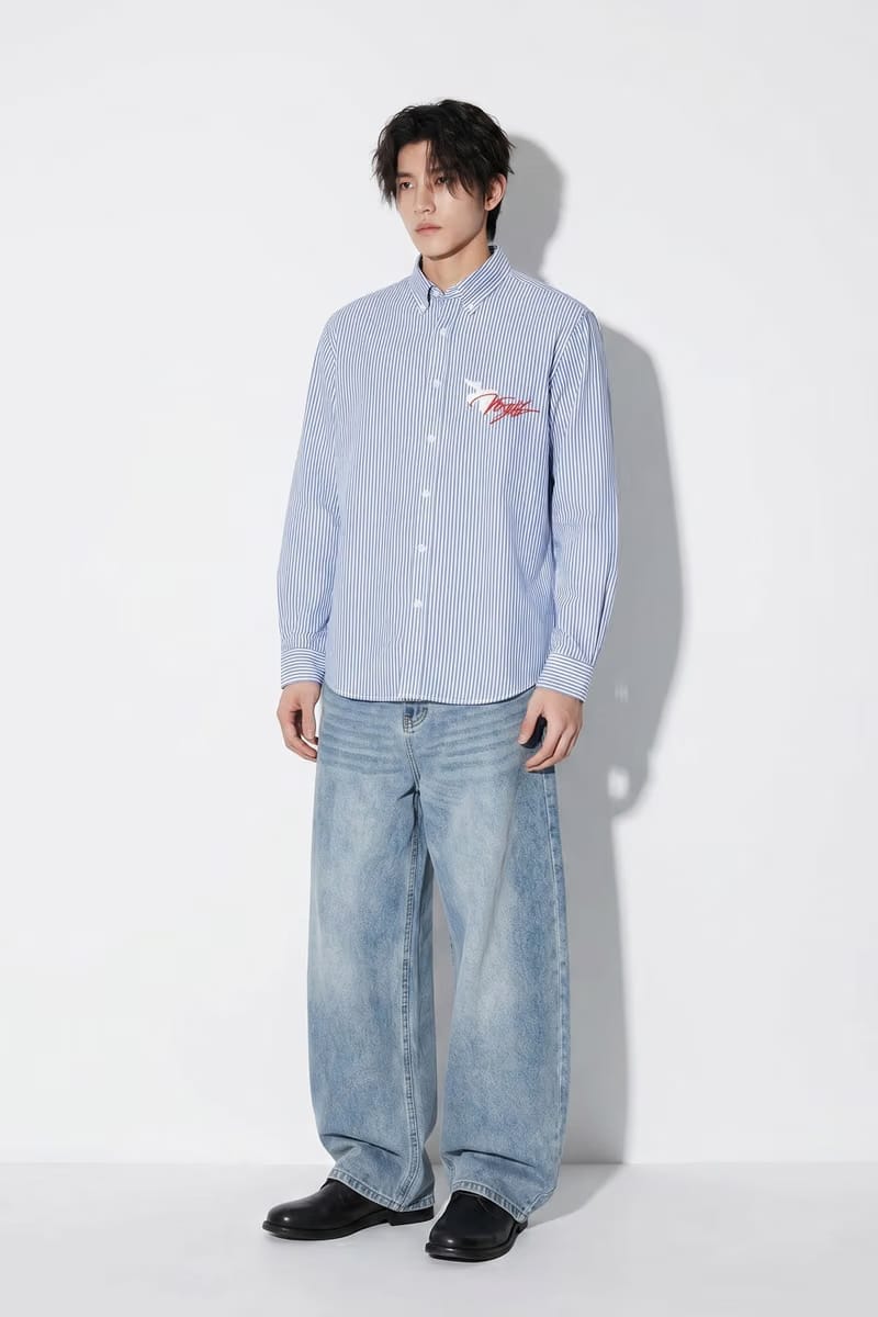 Voyd Love Laugh Blue Stripe Shirt