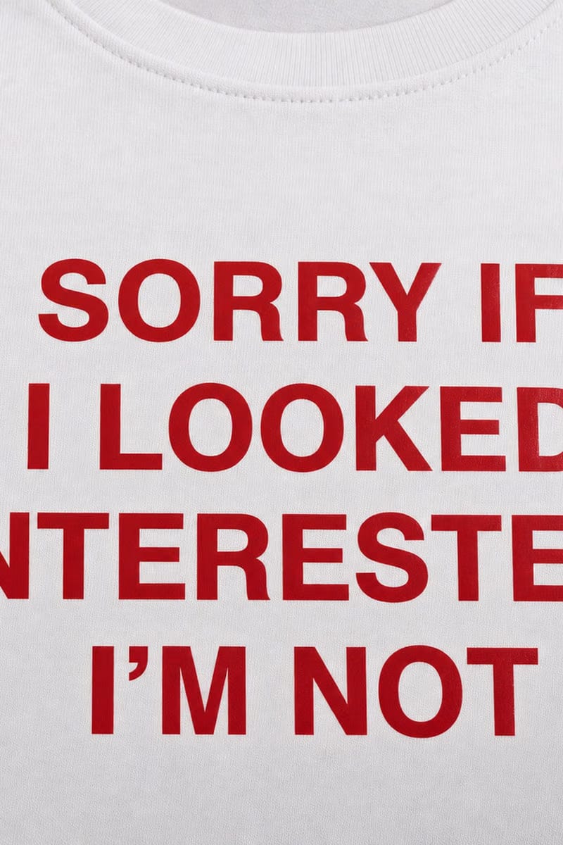 Forfksake Sorry If I Looked Interested Baby Tee White