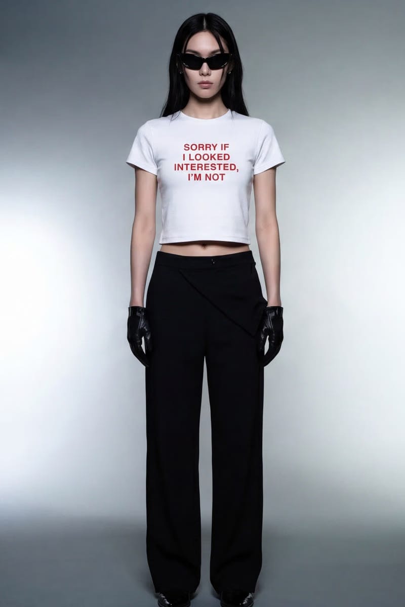Forfksake Sorry If I Looked Interested Baby Tee White